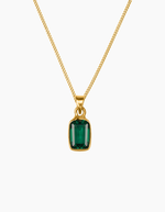 Load image into Gallery viewer, Emerald green necklace gold plated