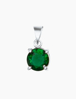 Load image into Gallery viewer, Round Emerald green necklace silver