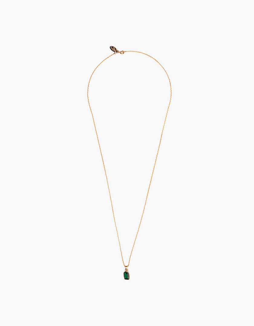 Emerald green necklace gold plated