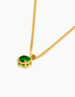 Load image into Gallery viewer, Round emerald green necklace gold plated