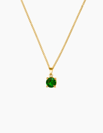 Load image into Gallery viewer, Round emerald green necklace gold plated