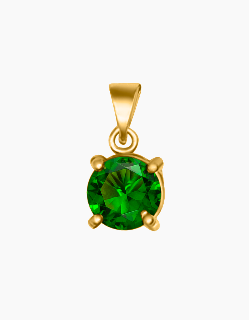 Round emerald green necklace gold plated