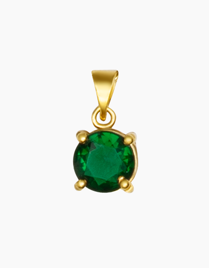 Round emerald green necklace gold plated