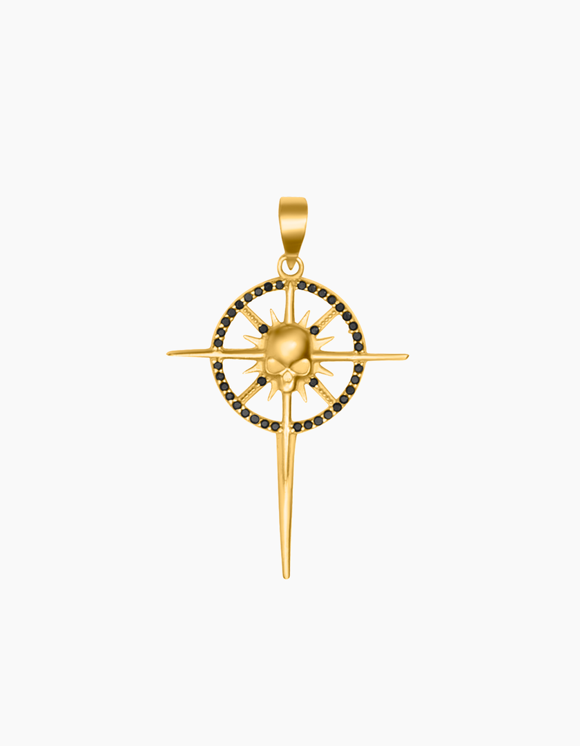 Skull compass gold plated