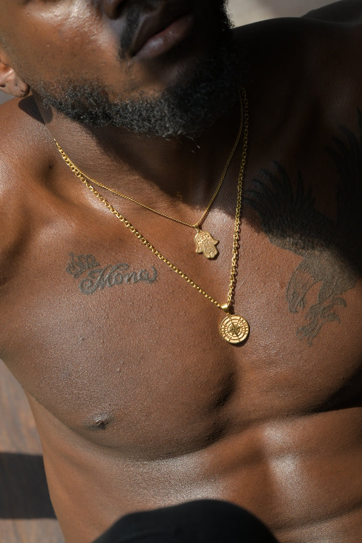 Compass necklace gold plated